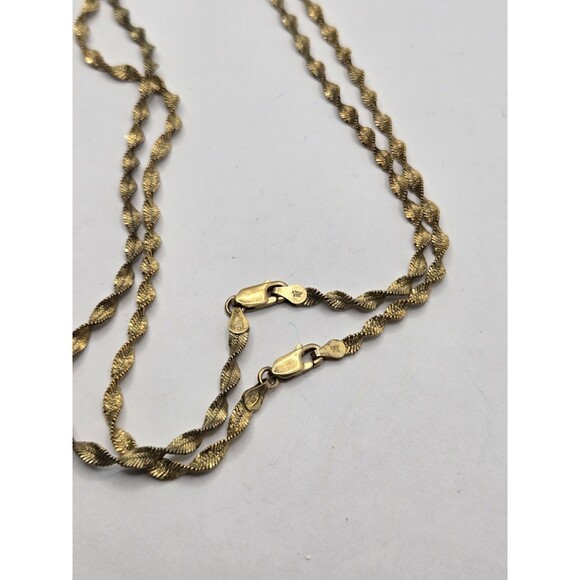 Gold Over Sterling 925 Silver Twisted Chain Necklace ITALY Signed 22" - 23" Long - Picture 2 of 5